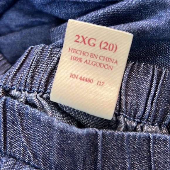 FADED GLORY |💙 Denim Blue Chambray Boatneck 1/2 Sleeves Prasant Blouse Top - Picture 8 of 9